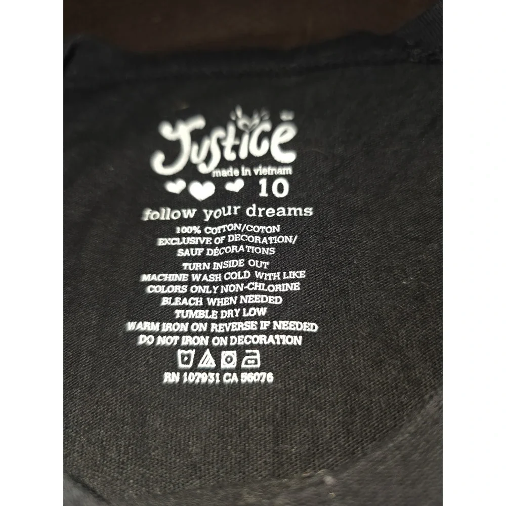 Justice candy unicorn fall autumn Halloween black shirt size 10